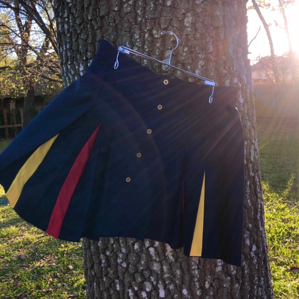 Women’s Dark Blue, Red & Yellow “Peek-a-boo” skirt